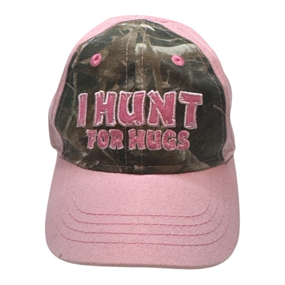 Pink and Camouflage 'I Hunt for Hugs' Cap- infant size